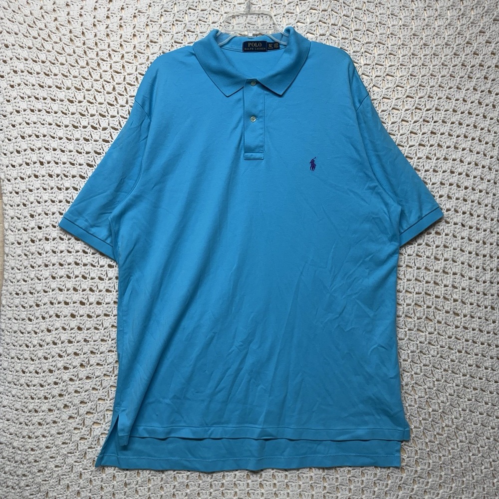 Polo Ralph Lauren Polo Shirt Mens XLT Turquoise Blue Pony Logo 100% Cotton